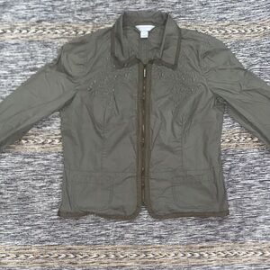 Christopher & Banks Khaki Floral Utility Jacket